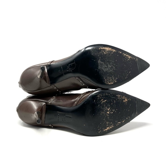 Vintage Christian Dior Galliano Y2K Brown Leather Bondage Ankle Boots Heels 37 7 - Picture 9 of 11